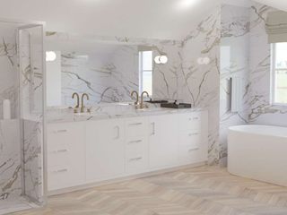 Bespoke Splendor PHASEZERO Villas Specchio, Mobiletto del bagno, Ebanisteria, Edificio, Mobilia, Rubinetto, Lavello, Apparecchio idraulico, Controsoffitto, Cassetto