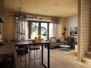 Das neue Thule „Reihenhaus Landsby“ ab 74 m² je Einheit, THULE Blockhaus GmbH - Ihr Fertigbausatz für ein Holzhaus THULE Blockhaus GmbH - Ihr Fertigbausatz für ein Holzhaus Multi-Family house