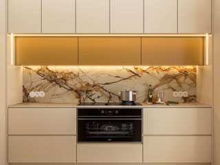 Cozinha ByOriginal Terrace house Armários, Mobília, Bancada, Prédio, Retângulo, Madeira, Cozinha, Fogão de cozinha, Prateleiras, Pavimento