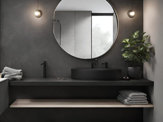 Come creare un'atmosfera elegante e sofisticata con un bagno nero opaco sospeso, L&M design di Cinzia Marelli L&M design di Cinzia Marelli Bagno minimalista