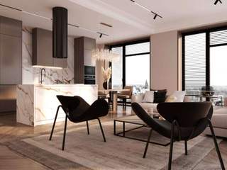 Дизайн и ремонт квартиры в ЖК «Прайм Парк» — Выдержанный стиль, Вира-АртСтрой Вира-АртСтрой Living room