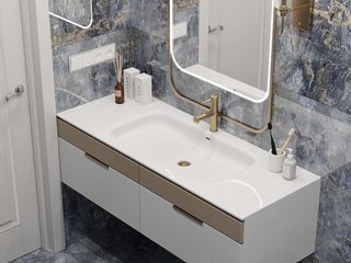 Ванная комната из дизайн проекта квартиры в ЖК Ньютон, Студия дизайна Натали Студия дизайна Натали Klassische Badezimmer