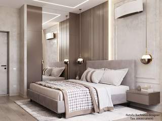 Спальная комната из дизайн проекта дома в поселке "Белые росы", Студия дизайна Натали Студия дизайна Натали Hauptschlafzimmer