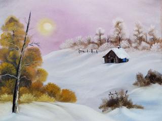 Buy this amazing painting "First Snowfall" By Artist Hemant Verma, Indian Art Ideas Indian Art Ideas غرفة المعيشة