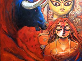 Avail this awesome Durga Painting "SHAKTI-II" by Artist Subrata Ghosh, Indian Art Ideas Indian Art Ideas Habitats collectifs