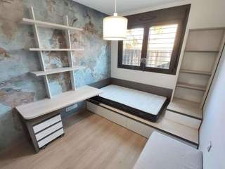 Dormitorio juvenil a medida con papel pintado , Mobiliario Xikara Mobiliario Xikara Quartos de adolescente