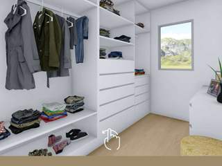 Projeto 3D | Closet, Cássia Lignéa Cássia Lignéa غرف نوم صغيرة
