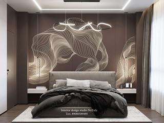 Спальная комната из дизайн проекта квартиры в ЖК Ньютон, Студия дизайна Натали Студия дизайна Натали Hauptschlafzimmer