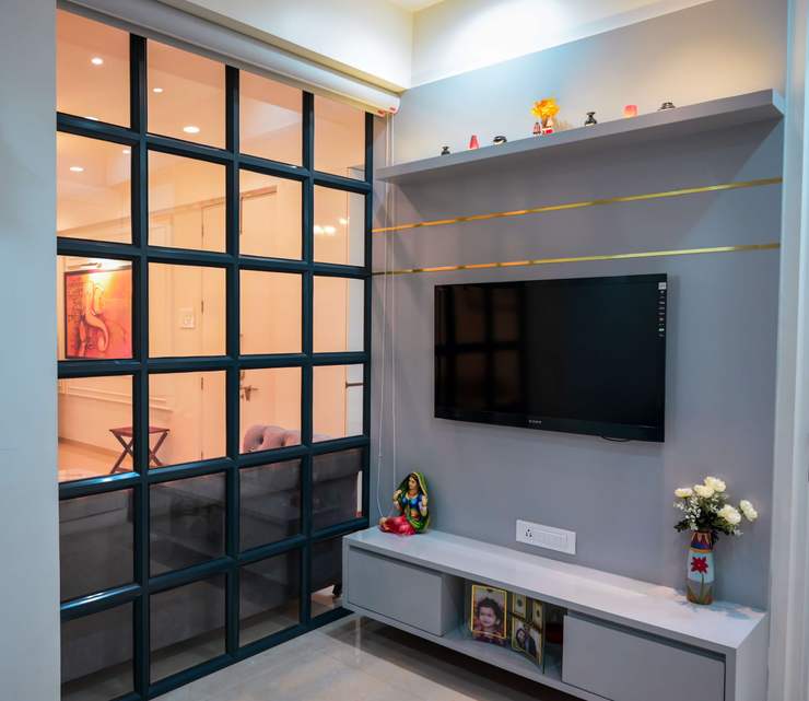 3 Bhk Apartment with Terrace Designing from Bare-Shell decorMyPlace Multi-Family house Property, Building, Window, Plant, Houseplant, Interior design, Door, Shade, Floor, Flooring