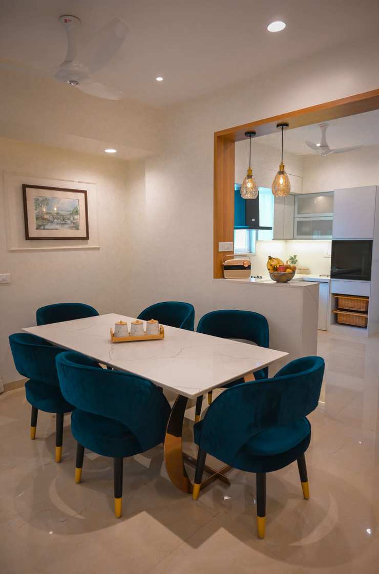 3 Bhk Apartment with Terrace Designing from Bare-Shell decorMyPlace Multi-Family house Table, Furniture, Property, Chair, Wood, Interior design, Picture frame, Flooring, Floor, Kitchen & dining room table