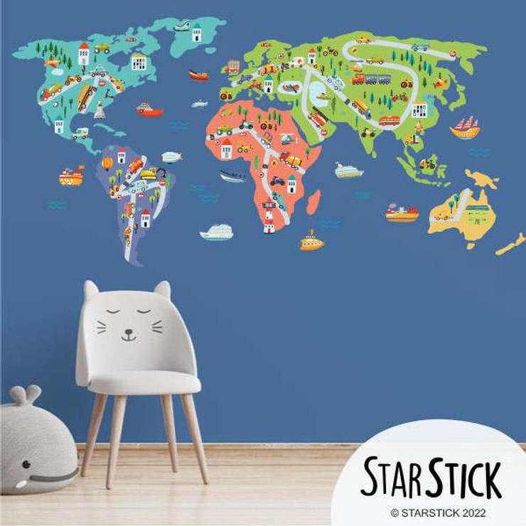 Vinilos decorativos de pared con mapas de distintos estilos. , StarStick Vinilos Infantiles StarStick Vinilos Infantiles Chambre d'enfant moderne